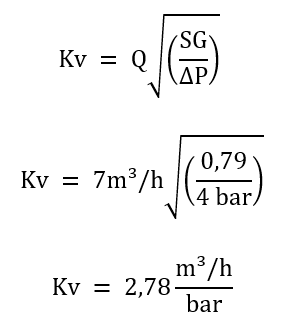 Exemplo para calcular o Kv ou Cv